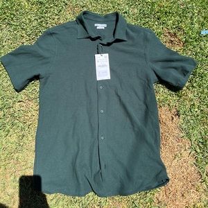 Zara green waffle knit button up